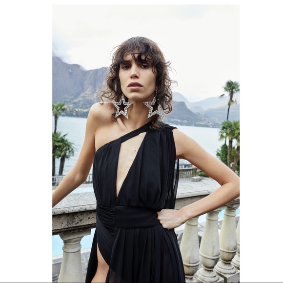 Saint Laurent Cutout Dress Black Chiffon Overlay - Picture 6 of 9